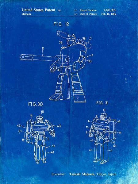 Borders, Cole 아티스트의 PP184- Faded Blueprint Megatron Transformer Patent Poster작품입니다.