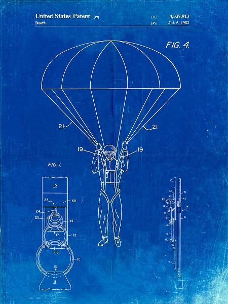 Borders, Cole 아티스트의 PP187- Faded Blueprint Parachute 1982 Patent Poster작품입니다.