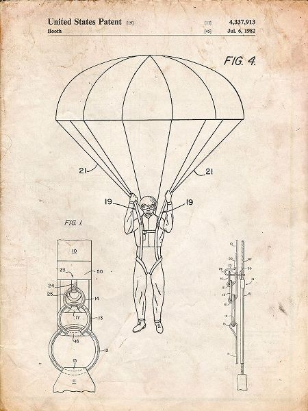 Borders, Cole 아티스트의 PP187- Vintage Parchment Parachute 1982 Patent Poster작품입니다.