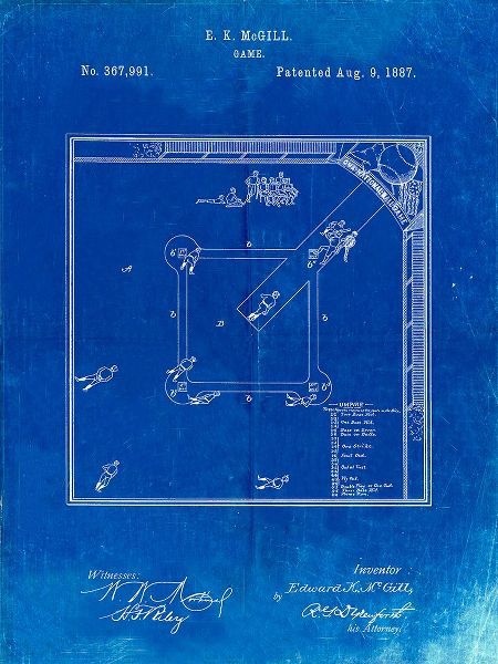 Borders, Cole 아티스트의 PP192- Faded Blueprint Our National Ball Game Patent Poster작품입니다.