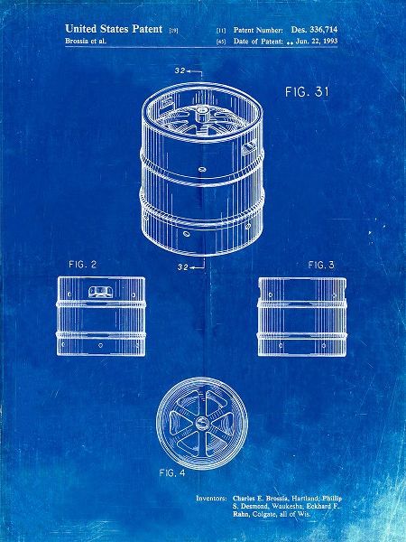 Borders, Cole 아티스트의 PP193- Faded Blueprint Miller Beer Keg Patent Poster작품입니다.