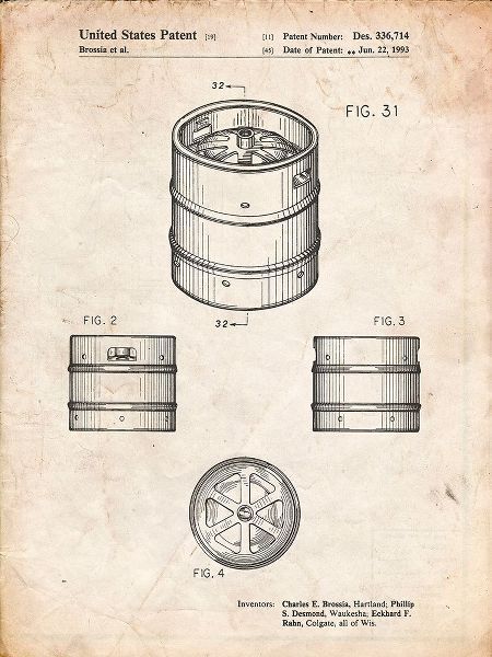 Borders, Cole 아티스트의 PP193- Vintage Parchment Miller Beer Keg Patent Poster작품입니다.