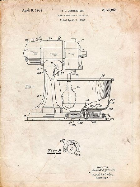 Borders, Cole 아티스트의 PP197- Vintage Parchment KitchenAid Kitchen Mixer Patent Poster작품입니다.