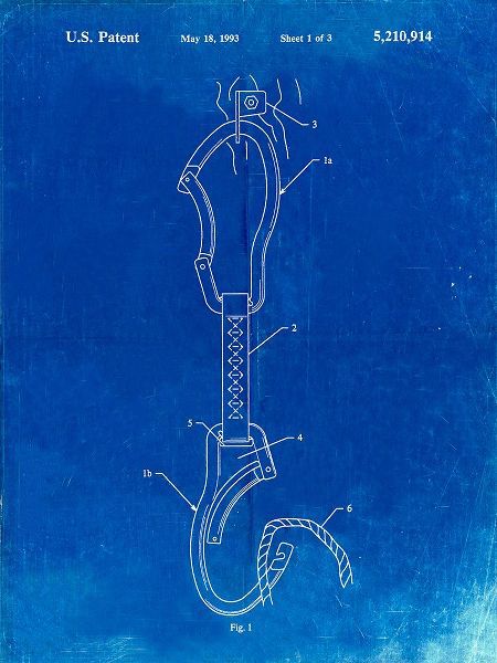 Borders, Cole 아티스트의 PP200- Faded Blueprint Automatic Lock Carabiner Patent Poster작품입니다.