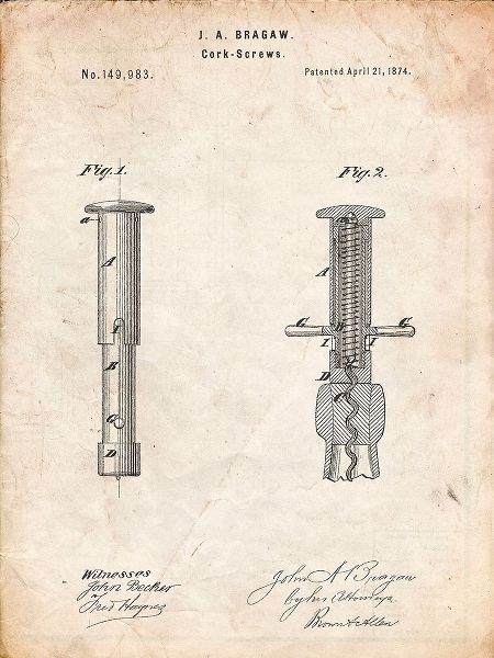 Borders, Cole 아티스트의 PP203- Vintage Parchment Corkscrew 1874 Patent Poster작품입니다.