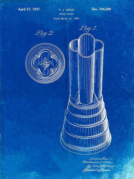 Borders, Cole 아티스트의 PP205- Faded Blueprint Waring Blender 1937 Patent Poster작품입니다.