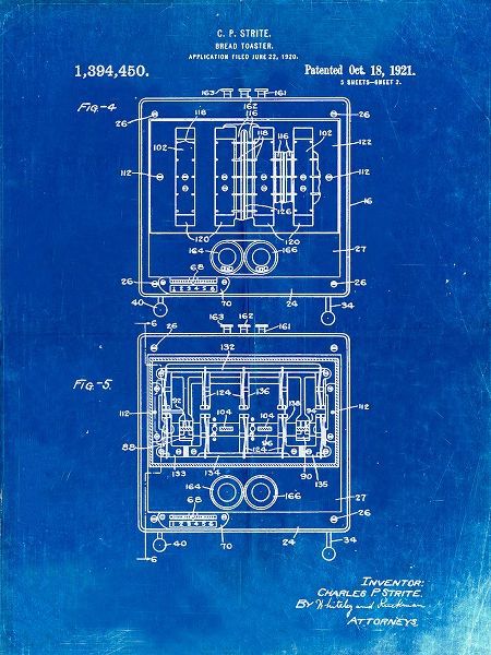 Borders, Cole 아티스트의 PP207- Faded Blueprint Toastmaster Toaster Patent Print작품입니다.