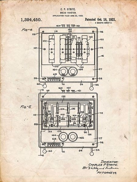 Borders, Cole 아티스트의 PP207- Vintage Parchment Toastmaster Toaster Patent Print작품입니다.