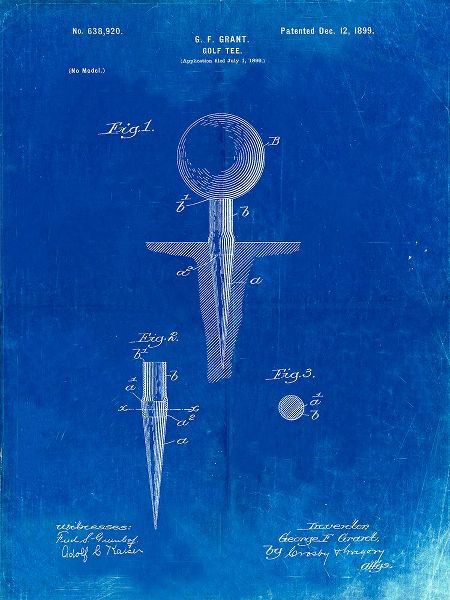 Borders, Cole 아티스트의 PP237-Faded Blueprint Vintage Golf Tee 1899 Patent Poster작품입니다.