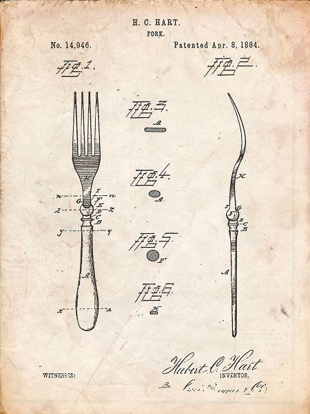 Borders, Cole 아티스트의 PP238-Vintage Parchment Fork Patent Poster작품입니다.