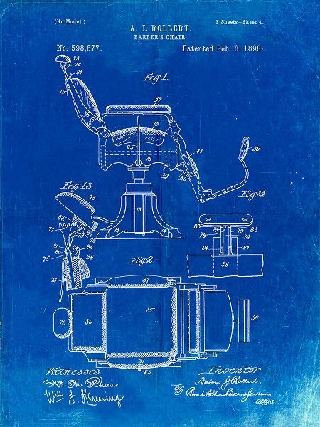 Borders, Cole 아티스트의 PP244-Faded Blueprint Barbers Chair Patent작품입니다.