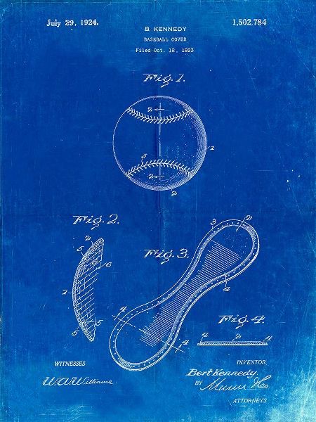 Borders, Cole 아티스트의 PP271-Faded Blueprint Vintage Baseball 1924 Patent Poster작품입니다.