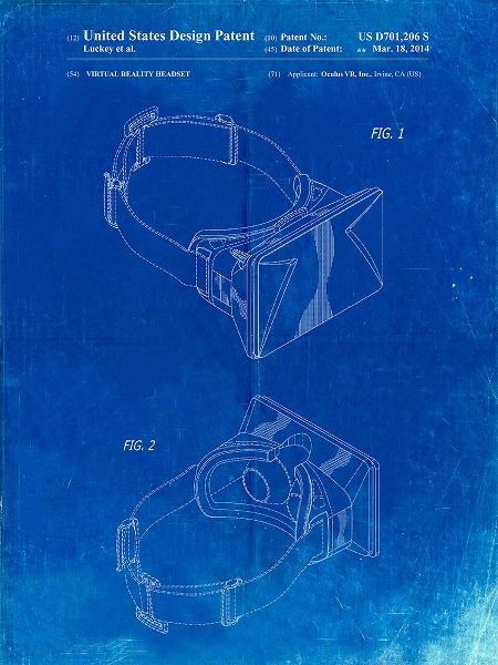 Borders, Cole 아티스트의 PP279-Faded Blueprint Oculus Rift Patent Poster작품입니다.