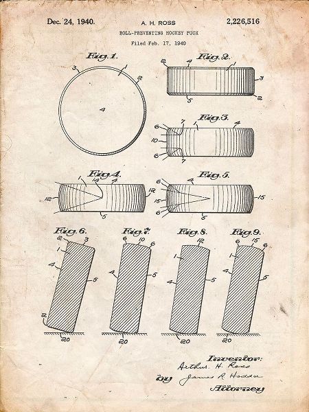 Borders, Cole 아티스트의 PP290-Vintage Parchment Hockey Puck Patent Poster작품입니다.