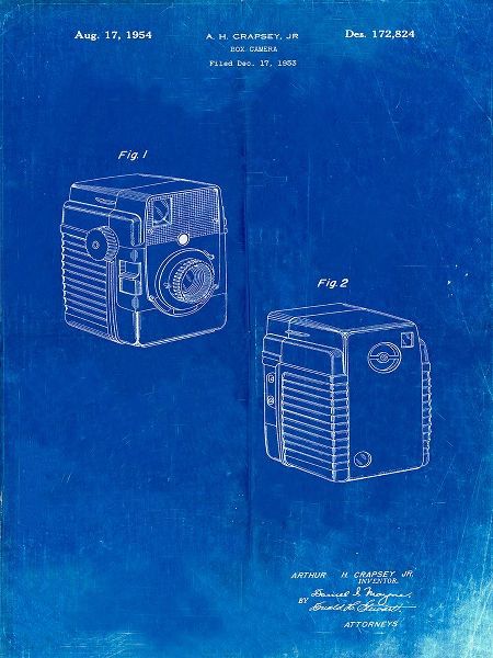 Borders, Cole 아티스트의 PP300-Faded Blueprint Kodak Brownie Bullseye 1954 Patent Poster작품입니다.