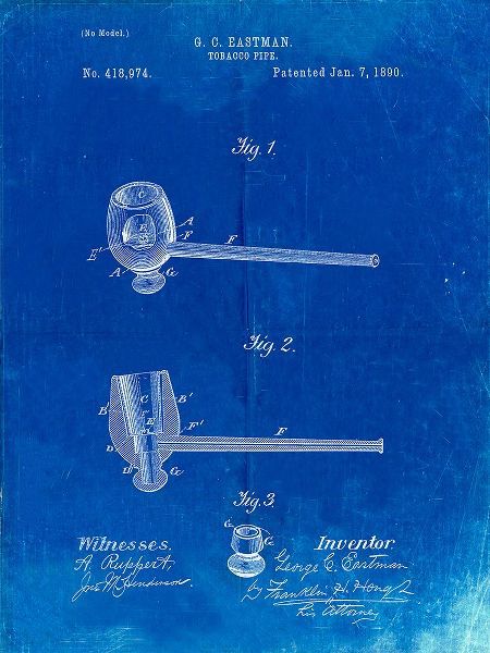 Borders, Cole 아티스트의 PP307-Faded Blueprint Smoking Pipe 1890 Patent Poster작품입니다.
