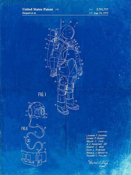 Borders, Cole 아티스트의 PP309-Faded Blueprint Apollo Space Suit Patent Poster작품입니다.