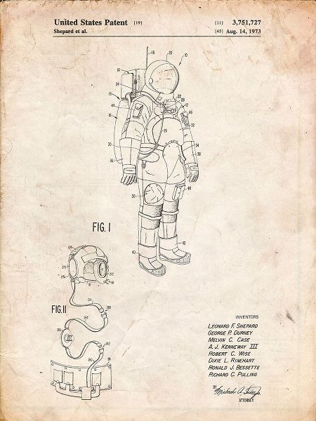 Borders, Cole 아티스트의 PP309-Vintage Parchment Apollo Space Suit Patent Poster작품입니다.