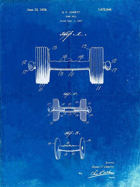 Borders, Cole 아티스트의 PP314-Faded Blueprint Dumbbell Patent Poster작품입니다.