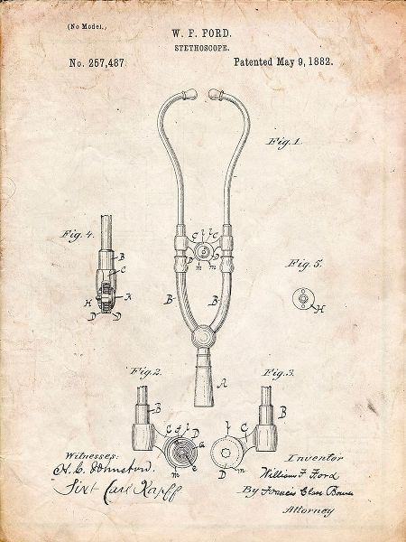 Borders, Cole 아티스트의 PP315-Vintage Parchment Stethoscope Patent Poster작품입니다.