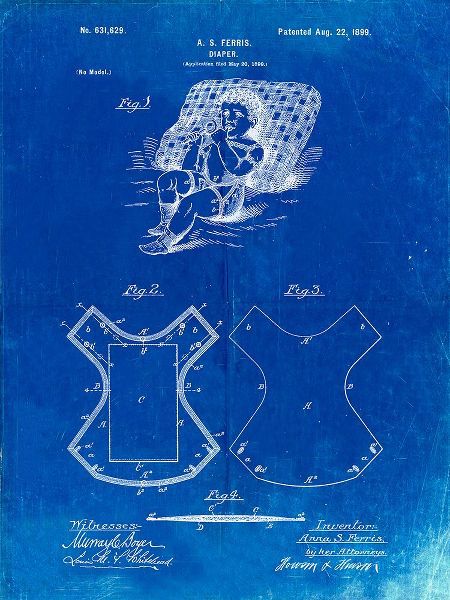 Borders, Cole 아티스트의 PP317-Faded Blueprint Cloth Baby Diaper Patent Poster작품입니다.