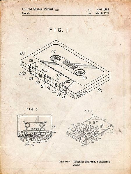 Borders, Cole 아티스트의 PP319-Vintage Parchment Cassette Tape Patent Poster작품입니다.