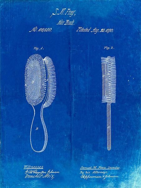 Borders, Cole 아티스트의 PP344-Faded Blueprint Vintage Hair Brush Patent Poster작품입니다.