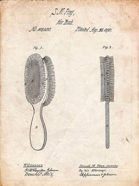 Borders, Cole 아티스트의 PP344-Vintage Parchment Vintage Hair Brush Patent Poster작품입니다.