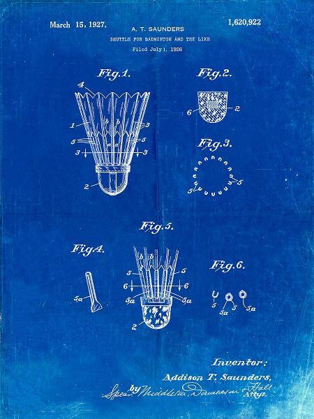 Borders, Cole 아티스트의 PP345-Faded Blueprint Vintage Badminton Shuttle Patent Poster작품입니다.