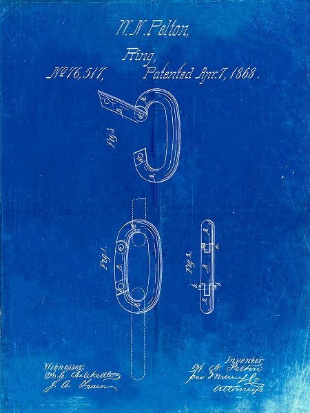 Borders, Cole 아티스트의 PP402-Faded Blueprint Carabiner Ring 1868 Patent Poster작품입니다.