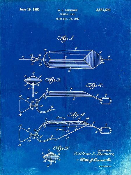 Borders, Cole 아티스트의 PP420-Faded Blueprint Spoon Fishing Lure Poster작품입니다.