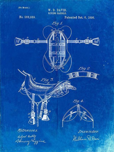 Borders, Cole 아티스트의 PP444-Faded Blueprint Horse Saddle Patent Poster작품입니다.