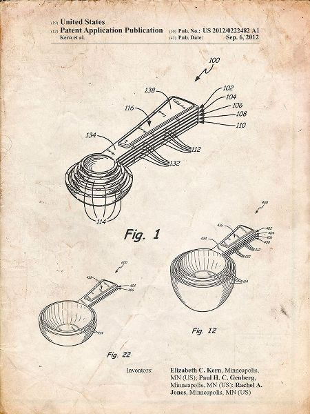 Borders, Cole 아티스트의 PP484-Vintage Parchment Stacking Measuring Cups Patent Poster작품입니다.