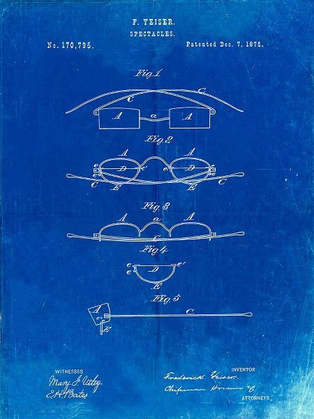 Borders, Cole 아티스트의 PP487-Faded Blueprint Eye Glasses Patent Poster작품입니다.