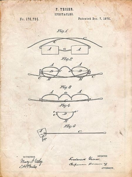 Borders, Cole 아티스트의 PP487-Vintage Parchment Eye Glasses Patent Poster작품입니다.