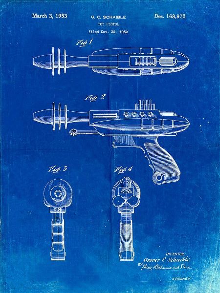 Borders, Cole 아티스트의 PP498-Faded Blueprint Toy Laser Gun Patent Print작품입니다.