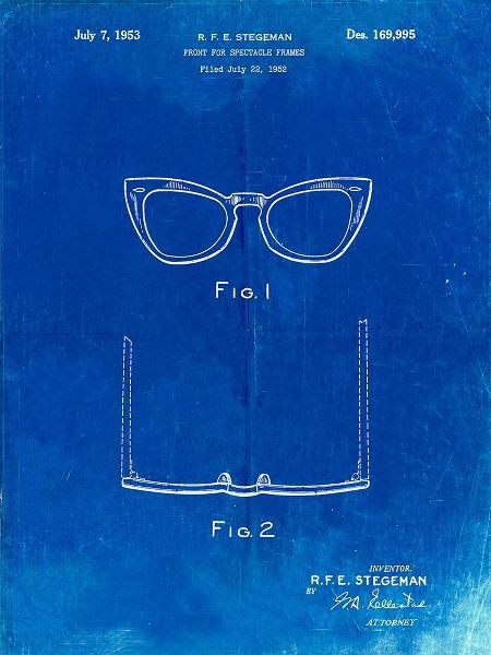 Borders, Cole 아티스트의 PP541-Faded Blueprint Ray Ban Horn Rimmed Glasses Patent Poster작품입니다.
