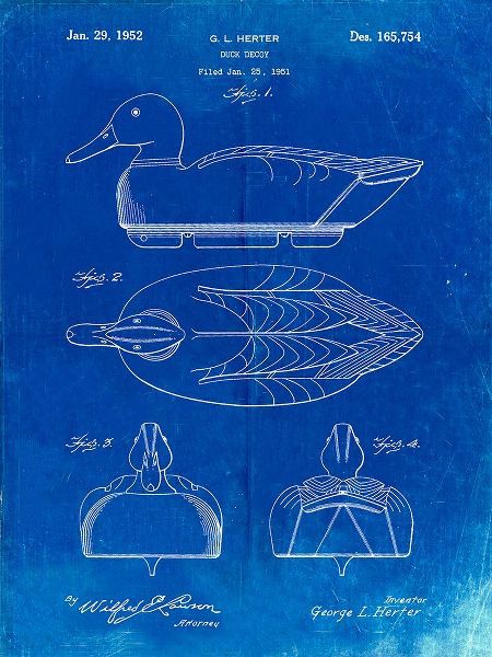 Borders, Cole 아티스트의 PP1001-Faded Blueprint Propelled Duck Decoy Patent Poster작품입니다.