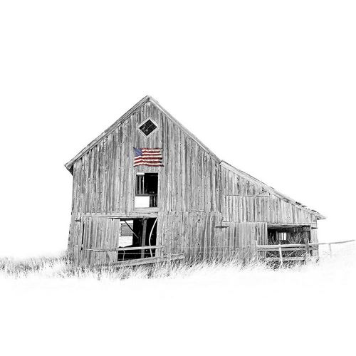 Schell, Jennie Marie 아티스트의 Old Barn Us Flag Black And White작품입니다.