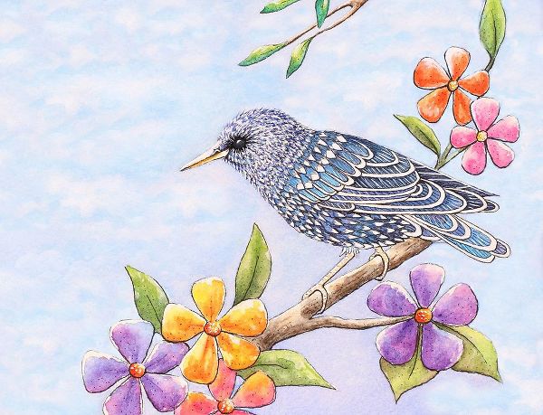 Wickstrom, Martin 아티스트의 Starling Bird with Flowers작품입니다.