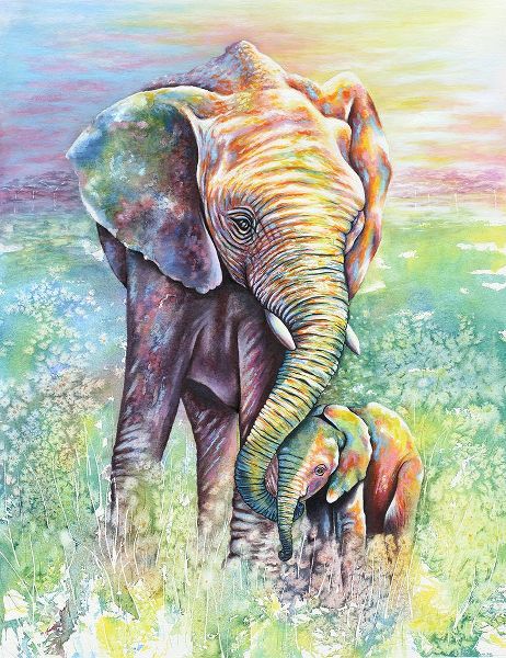 Wickstrom, Martin 아티스트의 Mother And Baby Elephant Rainbow Colors작품입니다.