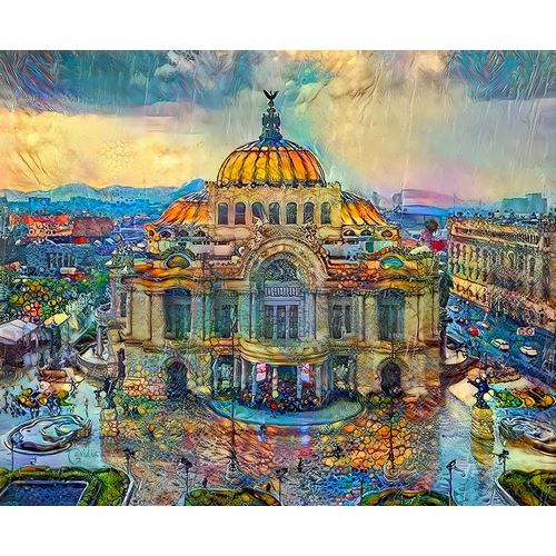 Gavidia, Pedro 아티스트의 Mexico City Palace of Fine Arts in the rain작품입니다.