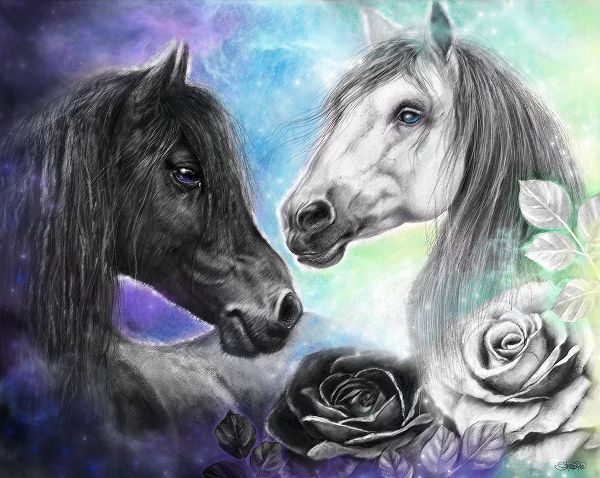 Sheena Pike Art 아티스트의 Opposites Attract - Light and Dark Horse작품입니다.