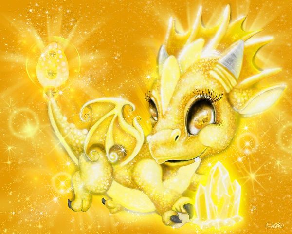 Sheena Pike Art 아티스트의 November - Yellow Topaz - Birthstone Lil Dragonz작품입니다.