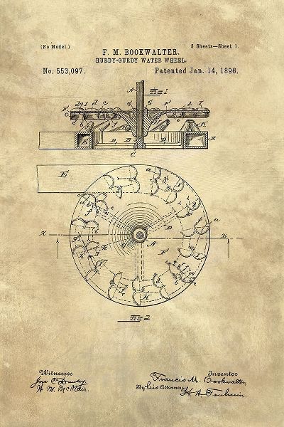 Lavoie, Tina 아티스트의 Hurdy-Gurdy Water Wheel blueprint - Industrial Farmhouse작품입니다.