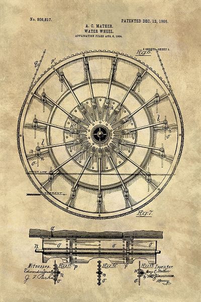 Lavoie, Tina 아티스트의 Water Wheel Blueprint Industrial Farmhouse작품입니다.