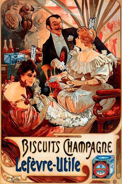 Vintage Apple Collection 아티스트의 Mucha Biscuits Champagne Lefevre-Utile작품입니다.