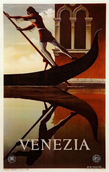 Vintage Apple Collection 아티스트의 Venezia Venice Man Rowing Gondola작품입니다.
