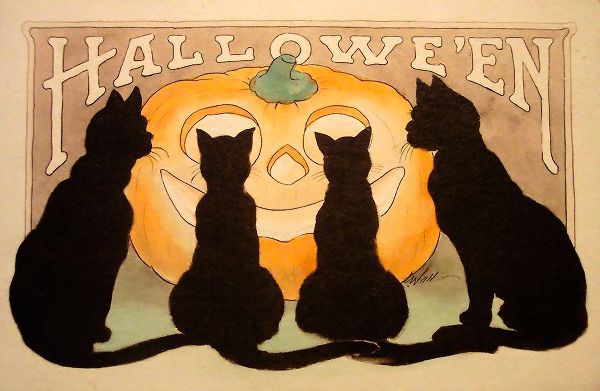 Vintage Apple Collection 아티스트의 Halloween Black Cats Pumpkin.tif작품입니다.