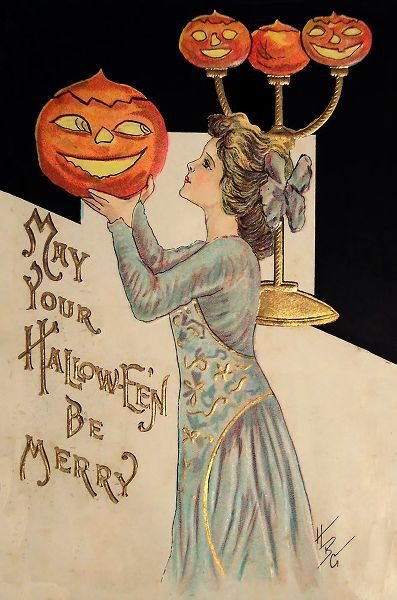 Vintage Apple Collection 아티스트의 Halloween Girl Holding Pumpkin.tif작품입니다.